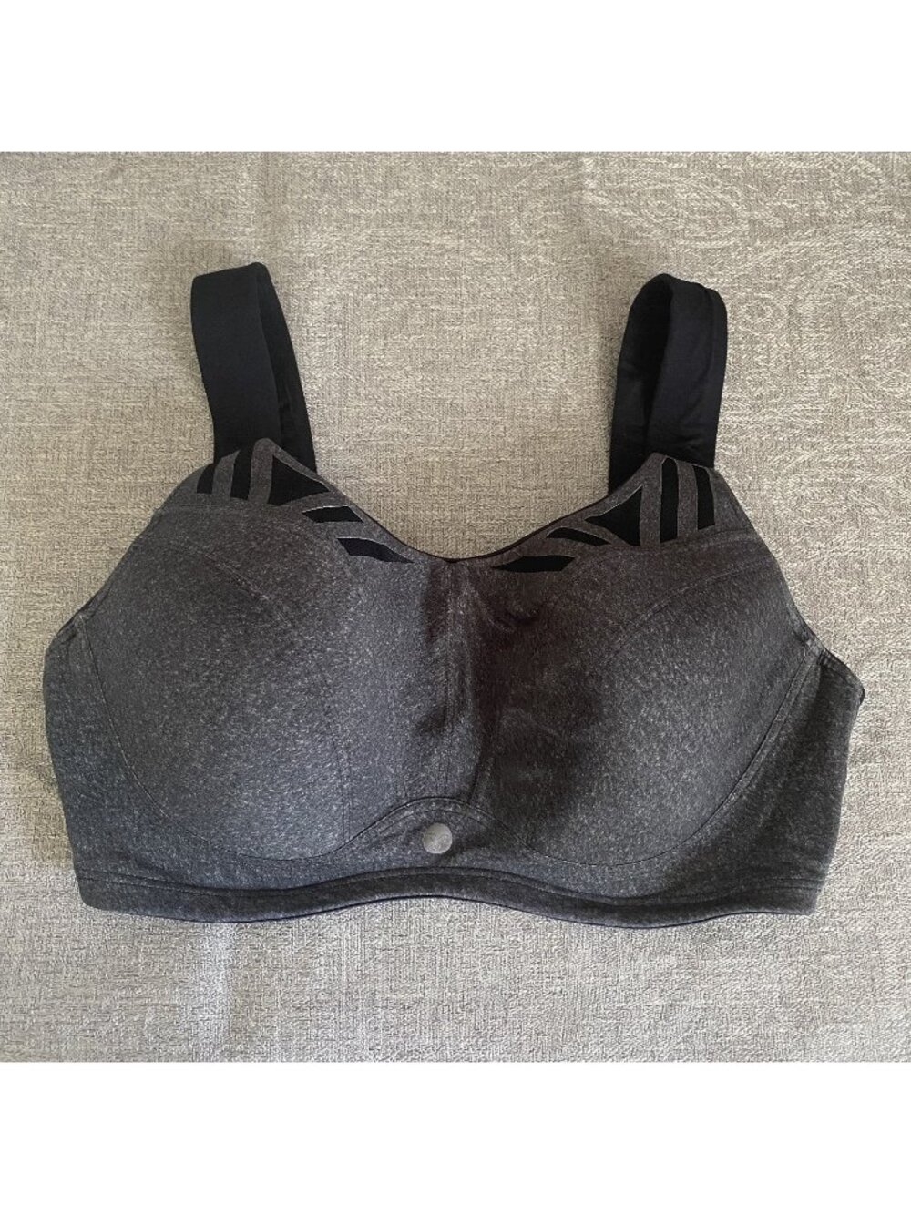 Livi Active Size 40DDD Dark Gray/Black Sports Bra Max Support Underwire